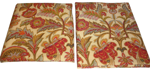Ralph Lauren Chapman Jacobean Floral KING Pillow Shams SET OF 2 Red Tan Blue - Picture 2 of 13