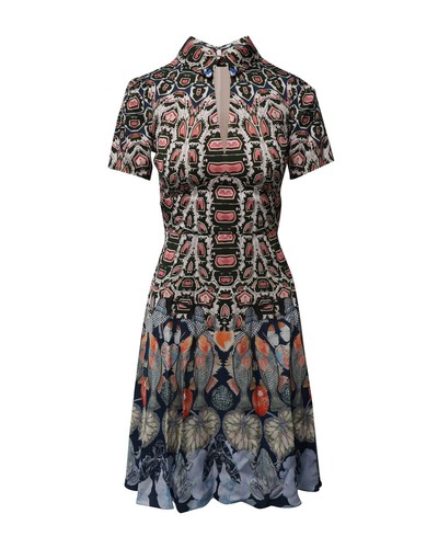 Temperley London Printed Fit and Flare Midi Dress in Multicolor Polyester 