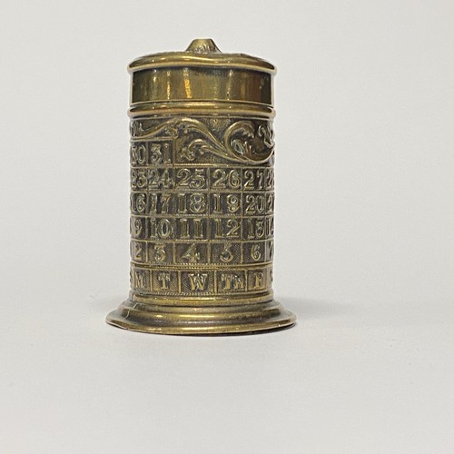 ANTIQUE BRASS VESTA CASE MATCH BOX Go to Bed Rotating Calendar Days Week JB12 - Picture 4 of 11