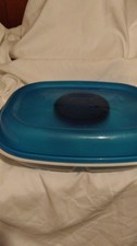 Plastic Rectangular Storage Container Set, Snap Lid, Blue White Red, 2pc