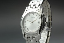 Vintage【N MINT】 Gucci 5500M 34mm Silver Roman Dial Quartz Men's Date Watch JAPAN