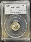 1938-S Mercury Dime 10c PCGS MS66.  Gem+/Superb BU Blast White Coin Gorgeous!