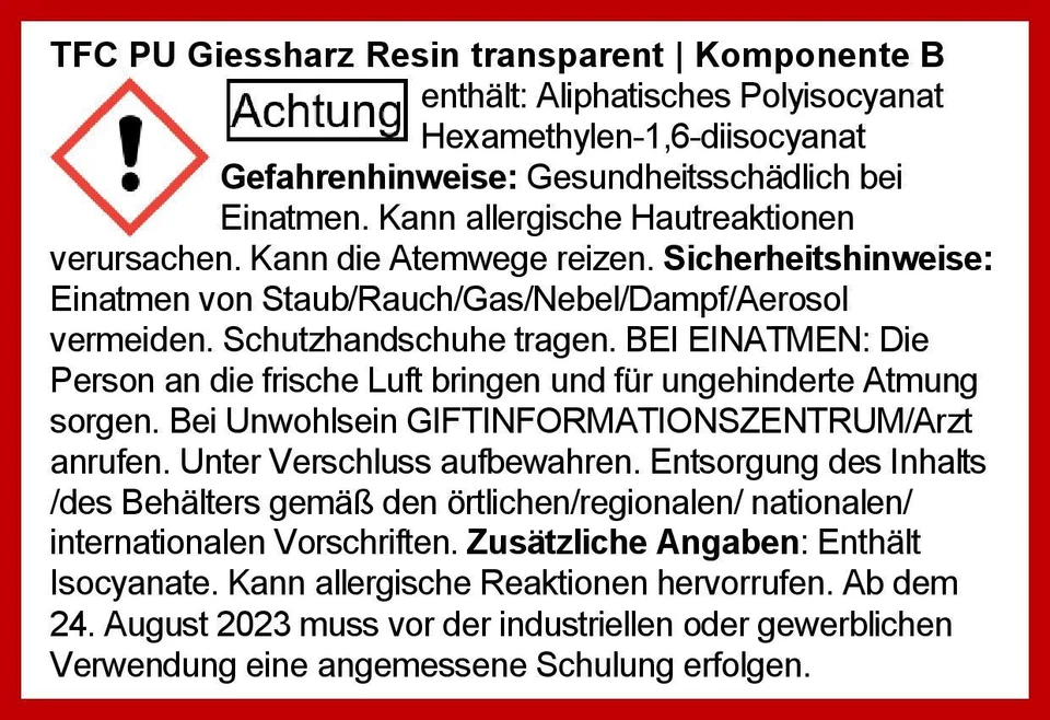 TFC PU Giessharz Resin transparent - Größe:  9,75 kg (5kg A+4,75kg B) - Bild 3 von 3