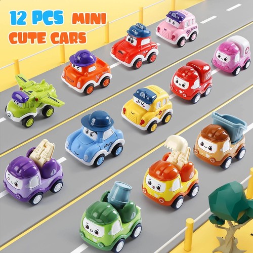 Mini Car Toys for 1 Year Old Boy Gifts, 12 Sets Pull-Back Trucks with Playmat... - Picture 6 of 7