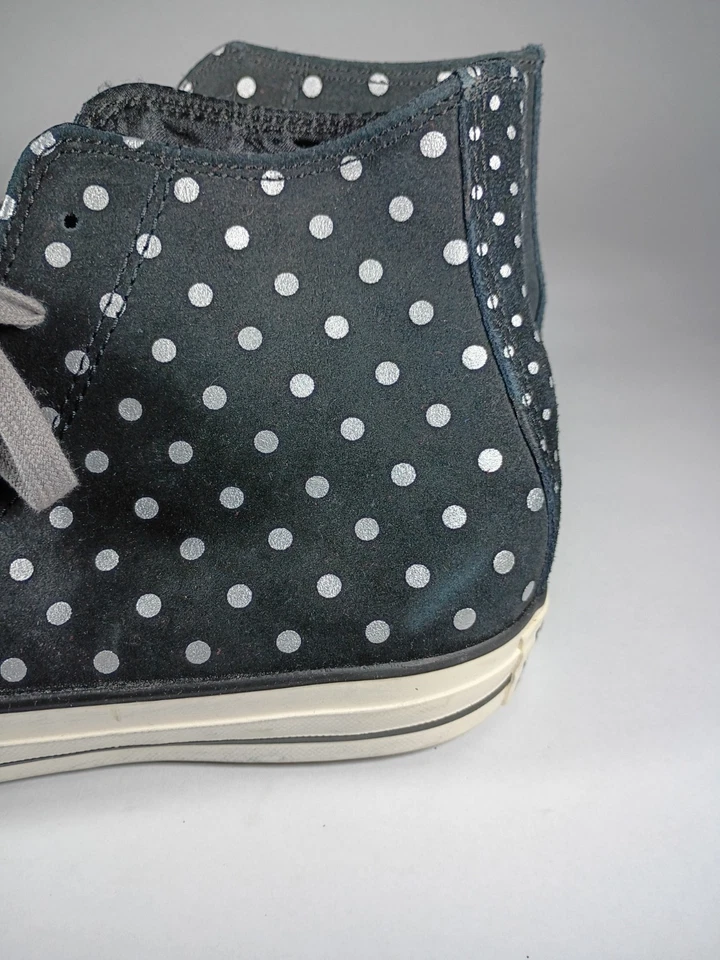 CONVERSE All Star Chuck Taylor Black Suede Polka Dot High Top Sneakers Womens9.5 - Image 3 of 4