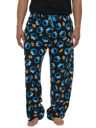 Men's Cookie Monster Pajama Pants Lounge Wear Blue Black - Picture 2 of 5