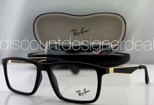 Ray-Ban RB7056 5644 Rectangular Eyeglasses Matte Black Gold Clear Demo 55mm NEW