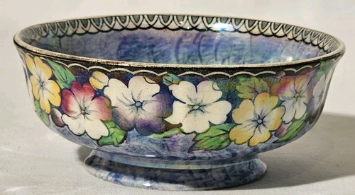 An Antique Maling Pottery Lusterware Bowl - Garland Pattern - Picture 5 of 10
