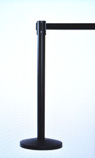 QueueMaster 8.5' Retractable Belt Barrier Black Stanchion Post QM550B-BK