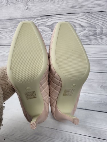 Ideal Shoes Beige Quilted Square Toe High Heeled Court Shoes Size 5 BNWOB. PWM - Picture 9 of 12