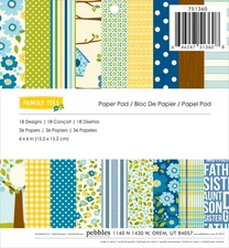 Pebbles Single-Sided Paper Pad 6"X6" 36/Pkg-Family Ties, 18 Designs/2 Each