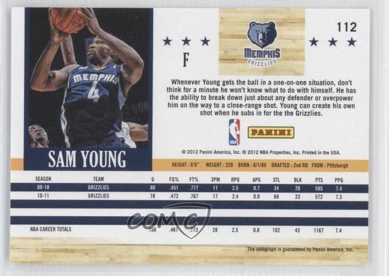 2011-12 NBA Hoops Auto Sam Young #112 Auto - Image 2 of 2
