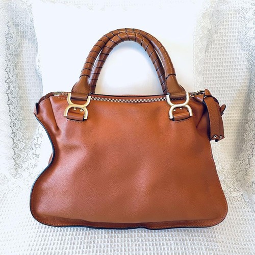 Chloe Marcie Women's Shoulder Bag Orange Leather Grained calfskin - Picture 3 of 18