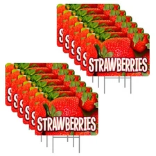 Strawberries 12 Pack Yard Signs - Each Sign is 24" x 16" Single-Sided and Comes 