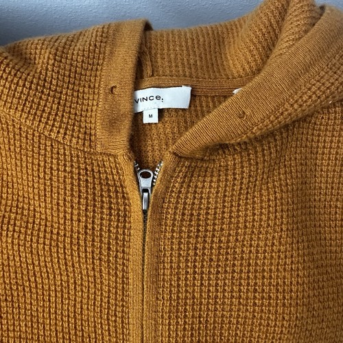 Vince Sweater Womens Medium Wool Cashmere Full Zip Hoodie Thermal Knit - Picture 11 of 14