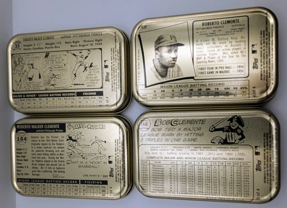 1998 Topps Roberto Clemente CONJUNTO COMPLETO de LATAS 1955 1956 1965 1971 Piratas - Imagem 3 de 4