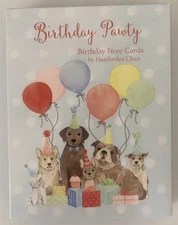 12 Leanin Tree Greeted Cards FULL COLOR, BIRTHDAY PAWTY, Dogs, Cats, Balloons