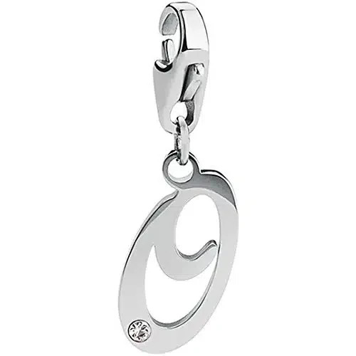Charm Ciondolo Lettera Iniziale Donna Acciaio con Zircone Sagapo Alfabeto - Foto 13 di 18