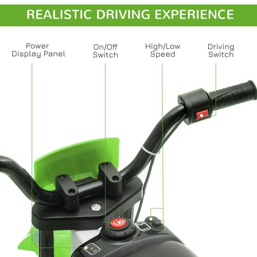 Motocicleta eléctrica para niños HOMCOM 12V con ruedas de entrenamiento - verde - Imagen 7 de 12