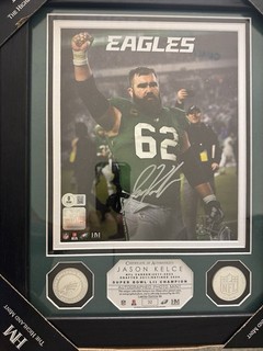 Jason Kelce Signed Photo BAS COA Philadelphia Eagles Superbowl 52 Champion 18x22