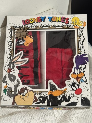 Fascia e guanti invernali vintage Looney Tunes Daffy Duck giovani 7-14 NOS unisex - Foto 3 di 8