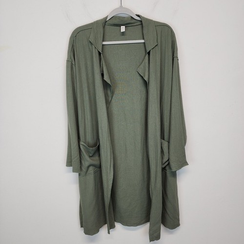 BP Leinenmischung Longline Staubwedel Kimono Gr. S grün offen Lagenlook Boho Coastal - Bild 13 von 13