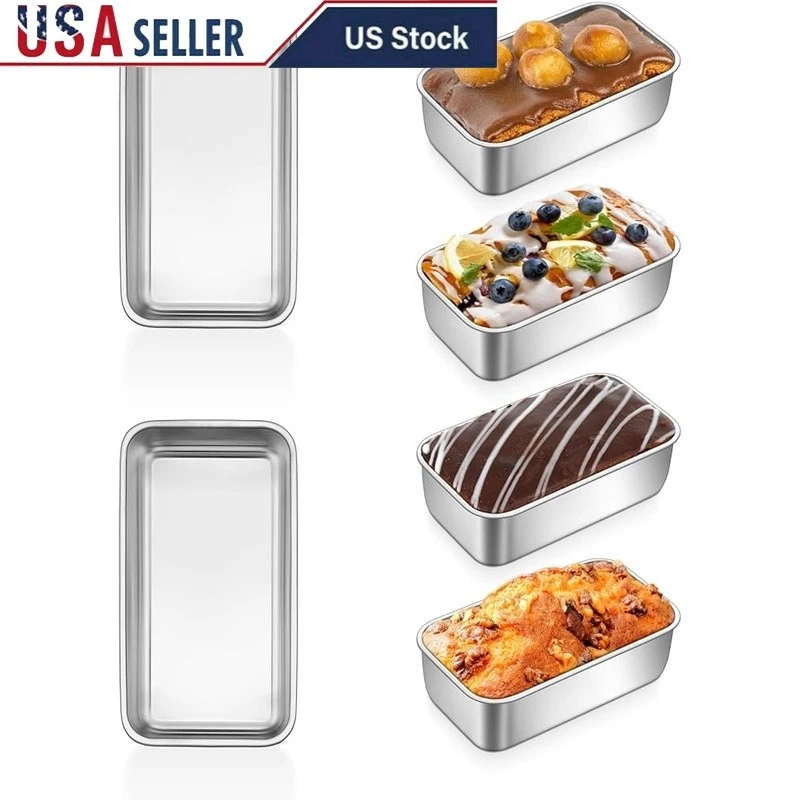 Durable Stainless Steel Mini Loaf Pan Set Baking Easy Cleanup Oven Safe 6 PCS