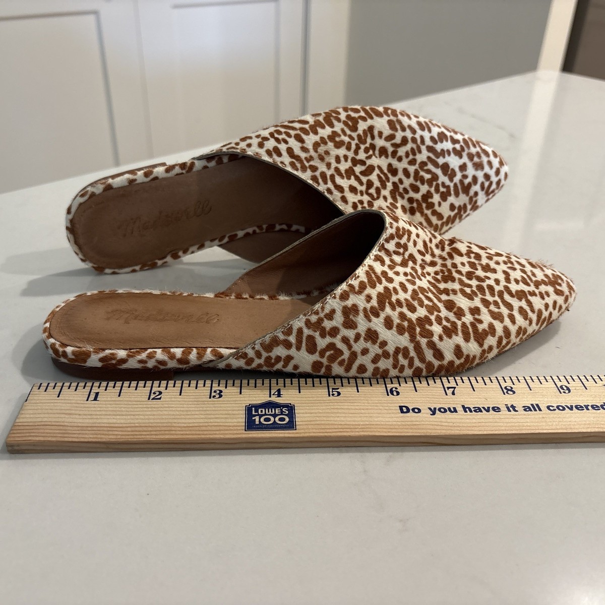 Madewell Mules Women 7 The Remi Cheetah Calf Hair Flat Pointed Toe