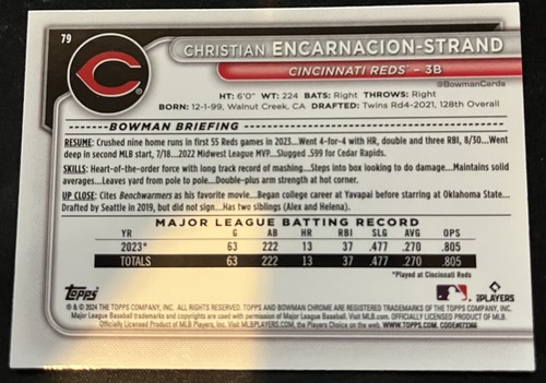 CHRISTIAN ENCARNACION-STRAND #79 RC 2024 BOWMAN CHROME REDS MOJO - Picture 2 of 2