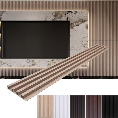 Yutianli 12-Pack Slat Wall Panel 3D Wpc Grille For Walls Oak Textured Wood