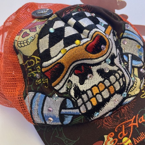 Ed Hardy by Christion Audigier Hat Piston Skull Dark Orange Specialty Cap - NWT - Picture 6 of 12