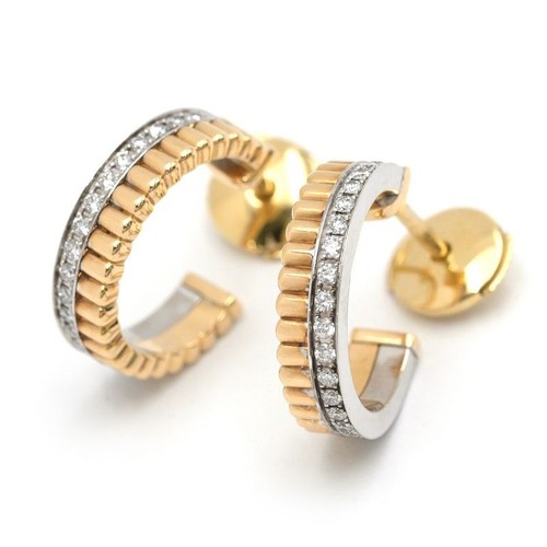 Boucheron Quatre Radiant Earrings JCO00671 K18YG K18WG Pavé Diamond 0.34ct Stud