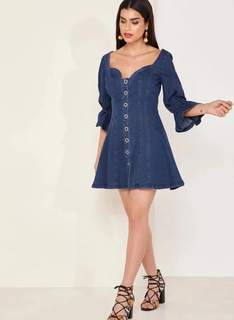 high neck blue mini dress Charl Blue Cowl Neck Mini Dress