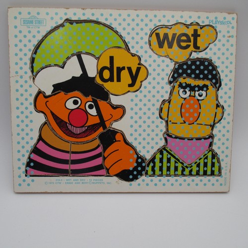 Vintage 1973 Playskool Sesamstraße Ernie & Bert nass und trocken 315-3 Puzzle USA - Bild 4 von 10