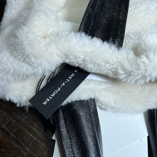Stand Studio Damen Sherpa Kunstfell Druckknopfverschluss Beuteltasche Tasche cremeweiß Riemen neu mit Etikett - Bild 10 von 16