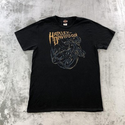 Harley Davidson Thunder Road Shirt Mens Medium Black Skull Rider Danville VA Tee