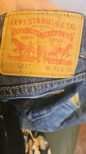 Jeans Levi's 527 Para Hombre 32x34 Azul Bootcut Denim Elástico Cremallera Mosca Lavado Medio - Imagen 3 de 4