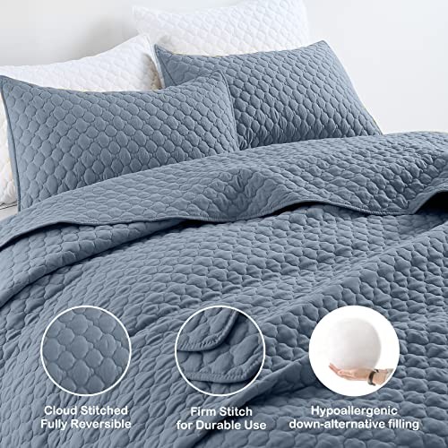 Quilt Queen Size Lightweight Quilt for Summer Full/Queen(90" x 96") Dusty Blue - Picture 3 of 7