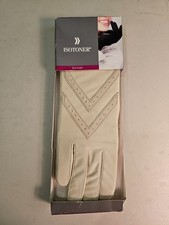 Ladies Isotoner Knit Lined Chevron Gloves "Oyster" One Size - NIB
