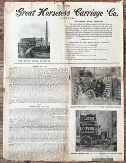 1896 Great Horseless Carriage Co Motor Mills Coventry Veteran Car Advertising