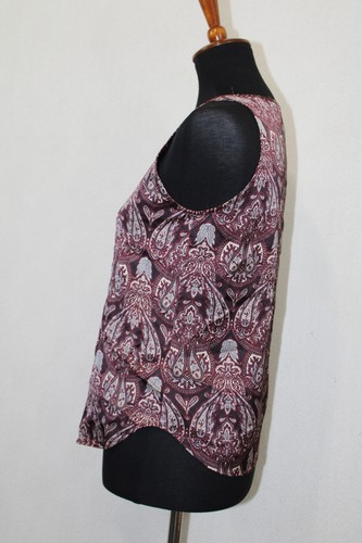 Canotta smanicata leggera Ann Taylor Petite taglia XSP rosso vino paisley - Foto 4 di 6
