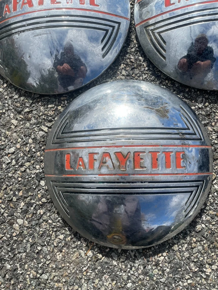 Fábrica 1978 1938 Nash Lafayette perro plato tapacubos cubiertas de rueda Foto 3 de 4