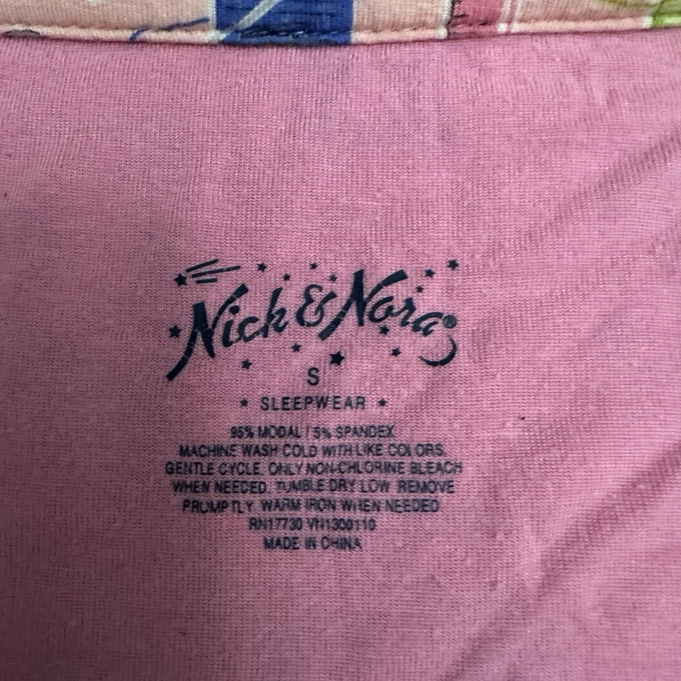 Nick & Nora Pajama Set Women Small S Pink Sewing Seamstress Top Bottom PJs Modal - Image 2 of 4