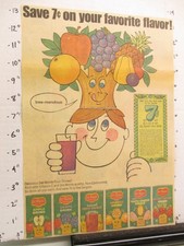 newspaper ad 1966 DEL MONTE fruit drink can apple grape punch cherry orange