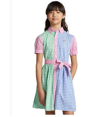 Polo Ralph Lauren Big Girls Gingham CottonPoplin Shirt Dress Size 7