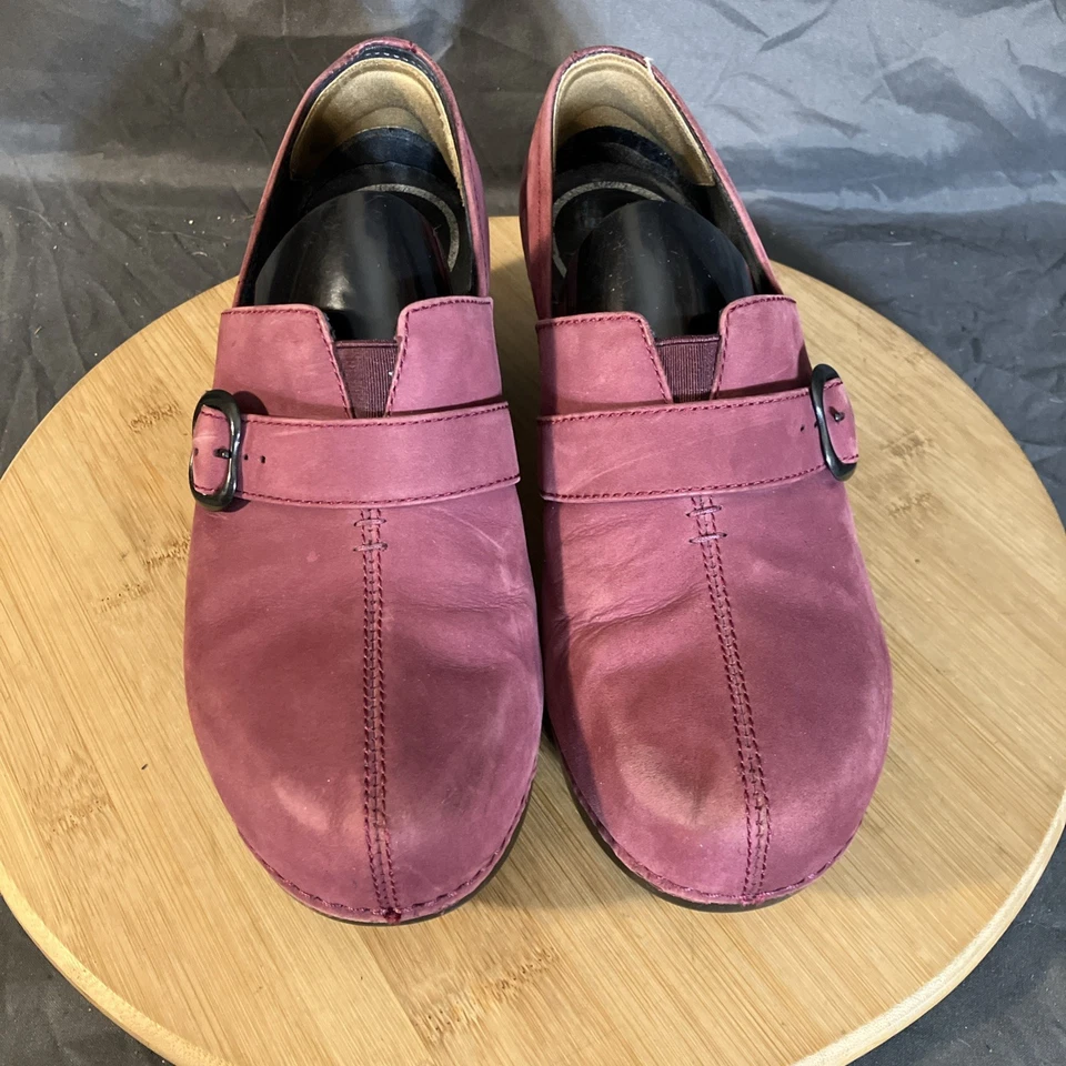 Zapato Zueco Dansko Tamara Mujer 8/38 Púrpura Gamuza Cuero Comodidad Mary Jane Foto 3 de 4