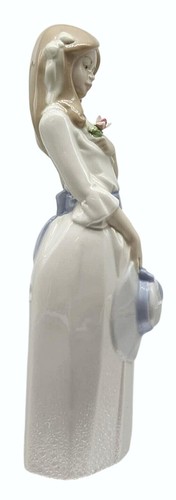 Nadal Spain Porcelain Figurine Young Girl Woman Lady Blue Hat & Flower - Picture 2 of 9
