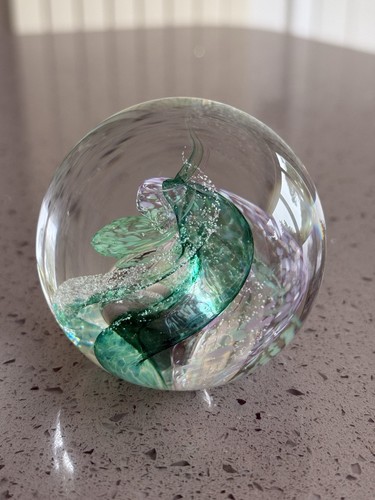 Selkirk Glas grün Swirl Briefbeschwerer mit Originalkarton