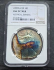 Unique 2008 American Eagle 1 oz 999 Silver Coin NGC Graded With Toning