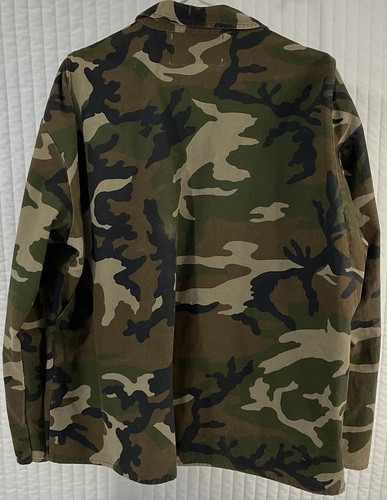 VINTAGE Duck Bay Camo Hunting Jacket L 100% Cotton Woodland Camouflage  - Picture 6 of 9